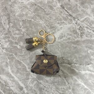 Elegant Brown Keychain with Gold Accents